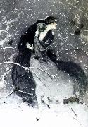 Louis Lcart Snowing night china oil painting artist